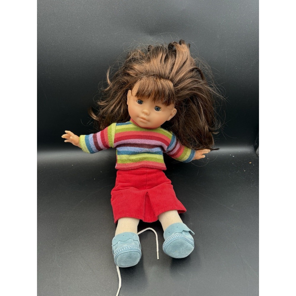 Corolle Les Poupees 14" Rainbow Stripe Toddler Doll Brown Hair Blue Eyes